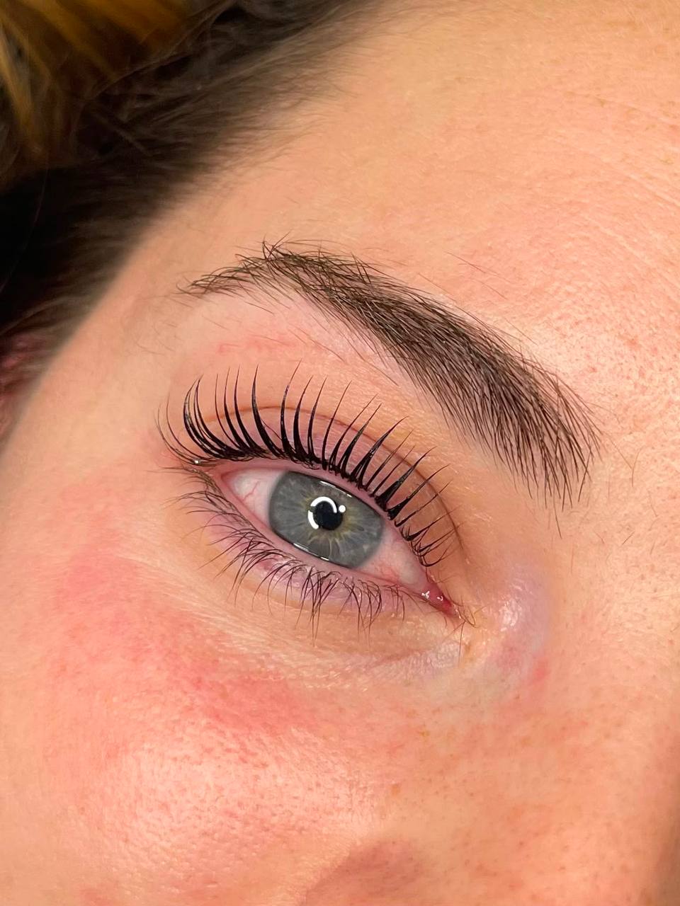 Lash lift and tint with a fluffy laminated brow